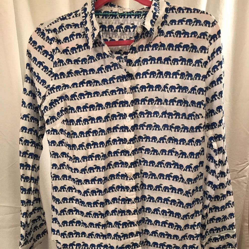 Blue Elephant Button Up